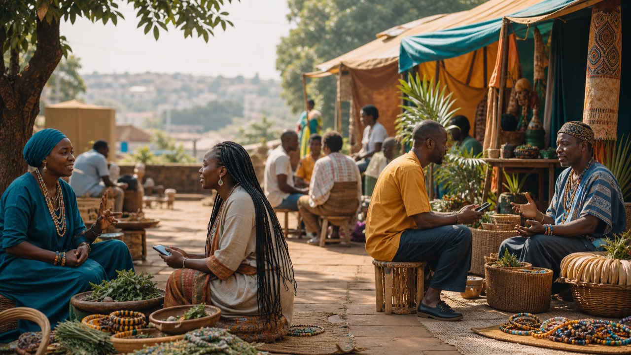 Marketplace courtyard for African spiritual services